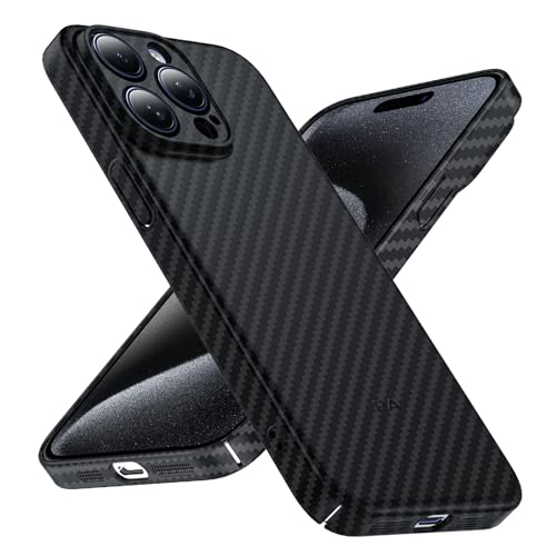 Phoneaura Carbonhülle FÜR iPhone 14 Pro Hülle Optik kompatibel mit MAGSAFE I 14 Pro Schutzhülle I Carbon Case 14 Pro Hülle [flaches Design+ Carbon-Optik+ 2 Schutzgläser inklusive]