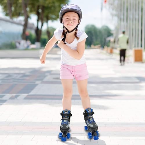 Image of Nattork Children's Roller Skates for Boys, Blue Adjustable Roller Skates for Toddlers Aged 4, 5, 6 and 7 Years for Beginners in Outdoor Sports, Best Birthday Gift for Children