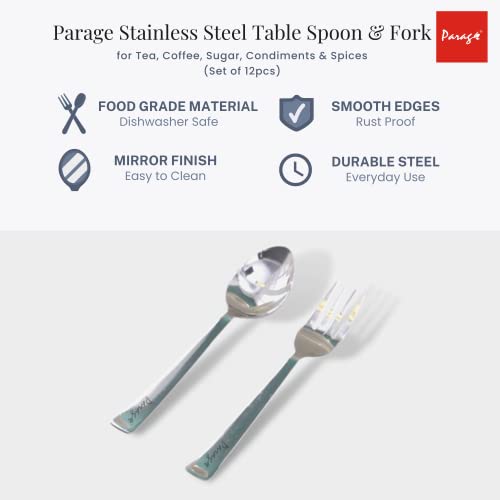 Parage-Stainless-Steel-Spoon-Set-Fork-Set-12-Pieces-for-Tea-Coffee-Sugar-Condiments-Spices-Set-of-12-Contains-Spoons-Set-of-6-and-Fork-Set-of-6-Mirror-Polished