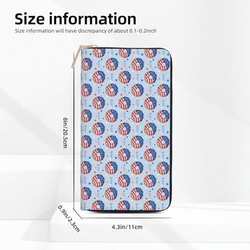Donut with the USA Fag Wallet Women, Leather Bifold Multi Card Wallet, Women's Wallets Long Purse4