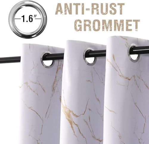 Image of BFAM Marble Print 100% Blackout Curtain with Black Linning at Back,Golden Marble Print Curtains for Living Room /Bedroom Thermal Insulated Energey Saving 11 Feet Pack of 1 Curtain