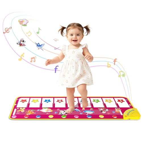 M SANMERSEN Floor Piano Mat, Toddler Toys Musical Mat, Keyboard Floor Play mat 39.5' Electronic Music Animal Touch Play Blanket Funny Xmas Gift Toy for 1 2 3 Year Old
