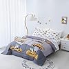 Cokouchyi Full Size Comforter Set for Boys, 5-Piece Bed in a Bag, 3D Construction Bedding Comforter Sheet Set, Ultra Soft and Fluffy, Cartoon Truck Cars #1