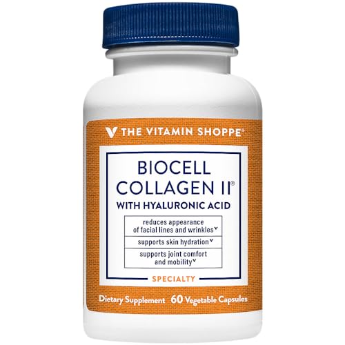 The Vitamin Shoppe Collagen Type II 1000MG - Joint Health Cartilage Support & Flexibility with Hyaluronic Acid (60 Vegetable Capsules)