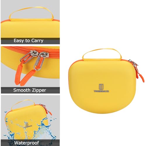 Image of Tourmate Hard Travel Case for Riwbox CT-7 / CT-7S Cat Ear LED Light Kids Wireless Headphones, Protective Carrying Storage Bag (Yellow&Orange)
