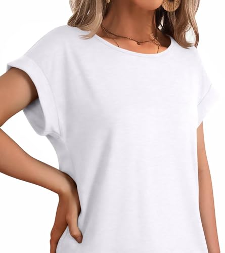 Bliwov Womens T Shirts Summer Tops Cap Sleeve Crew Neck Casual Business Dressy Blouses Fall Clothes Fashion Outfits Tees2