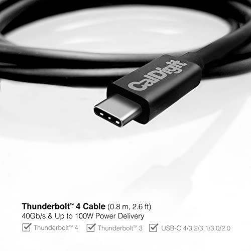 Caldigit [Intel Certified] Thunderbolt 4 Cable - 40Gbps 100W Charging, Compatible With Thunderbolt 3 & Usb-C, 2016+ Macbook Pro, Air, 2020+ M1 (0.8 Meter 2.62 Feet, Thunderbolt 4 / Usb 4 Cable) #TOP2