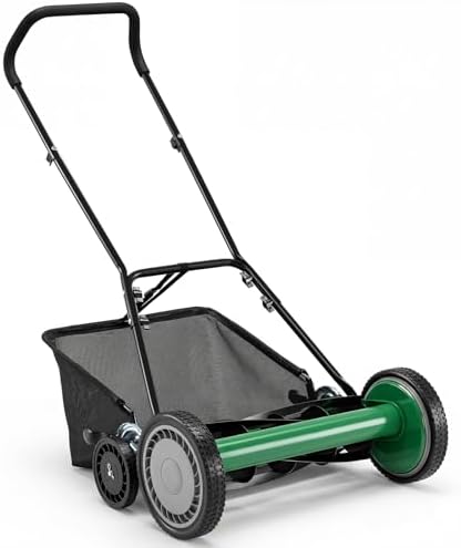IRONMAX 18 Inch 5-Blade Push Reel Lawn Mower, 9-Level Adjustable ...