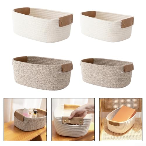 Panier de rangement en corde de coton avec poignées pour petits jouets
