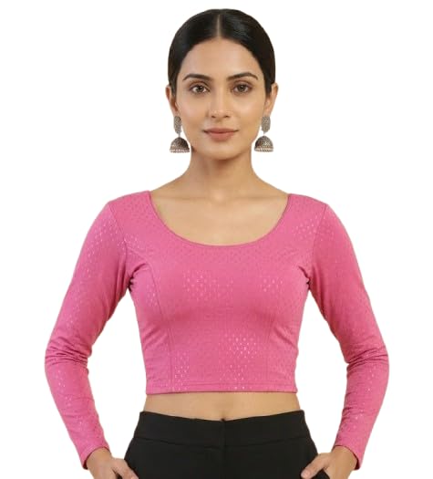 Readymade Women Solid Stretchable Blouse - Round Neck, Full Sleeves Blouse-picture-35