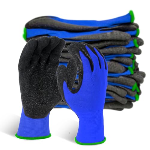 Evridwear Crinkle Latex Rubber Coated Safety Work Gloves for Men Women