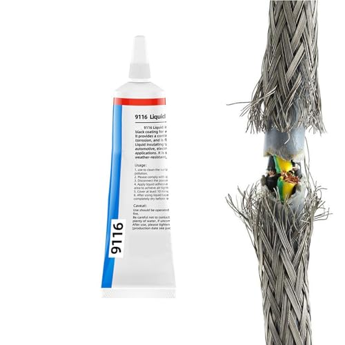 RJSQAQE Flüssiges Isolierband, flüssiger isolierender Hochtemperaturkleber, 15 ml wasserdichter isolierender Isolierbandkleber, flüssiges Isolierband schwarz, schnelltrocknend