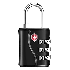 ZHEGE Luggage Locks TSA Approved, Small Padlock for Travel, Suitcase, Backpack, Laptop Bag and Handbag-Easy to Set with Alloy Body (Black)