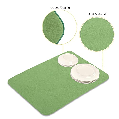 Image of Kuber Industries Microfiber Reversible Dish Drying Mat with Absorbent Parity for Kitchen 19 inchx 15 inch,Pack of 2 (Green)