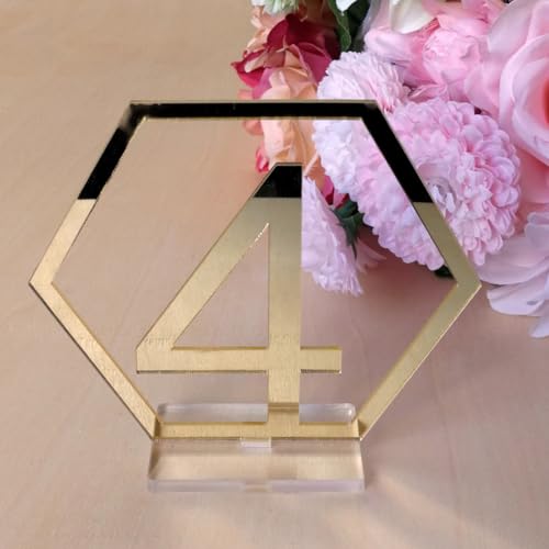 Numéros de table de mariage en acrylique miroir or élégant - 7