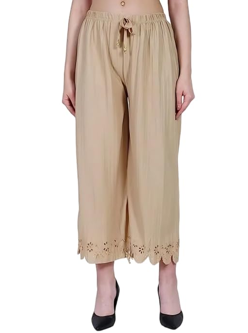 Women's Solid Pleated Maxi Length Flared Cutwork Palazzo Set(at_006)-picture-43