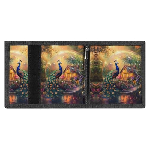 Peacock Trifold Wallet Slim Credit Card Holder Minimalist Front Pocket Money Clip for Women Men4