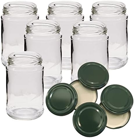 Jam Jars - Pack of 6 x 1lb / 380ml Capacity - with Gold Twist Off Lids - (Choice of Lid Colours)