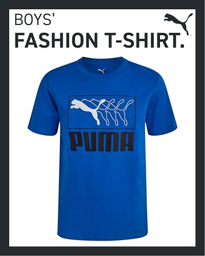 Image of PUMA Boys T-Shirts Athletic Crewneck Short Sleeve Tees (Sizes S-XL) | Soft Breathable Cotton Blend, Comfortable Casual Fit, Great for School, Play & Everyday Wear