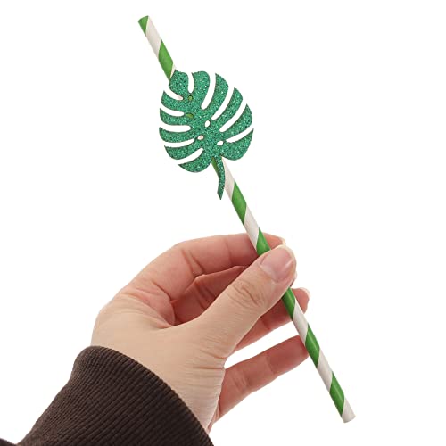Pitillos desechables de papel flexibles largos verdes x10 miniatura 4