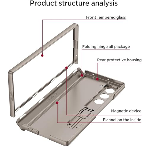 Image of Kapa Magnetic Hinge with Inbuilt Stand Case for Samsung Galaxy Z Fold 6 | Shockproof Stand Hybrid Bumper Back Cover (Titanium)