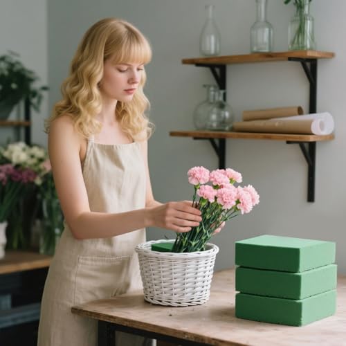 Steckschaum für Blumen 14x8x4cm,4er Blumensteckschaum Selbst Schneidbar, Nasssteckschaum Hohe Saugkraft für Frischblumen Kunstblumen, DIY Hochzeit Floristik Basteln Feiern