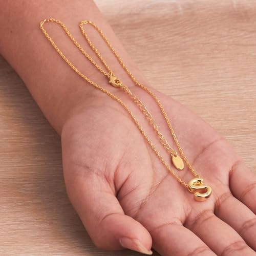 Philip Jones Gold Plated Initial Necklaces A to Z Created with Zircondia® Crystals - Image 4