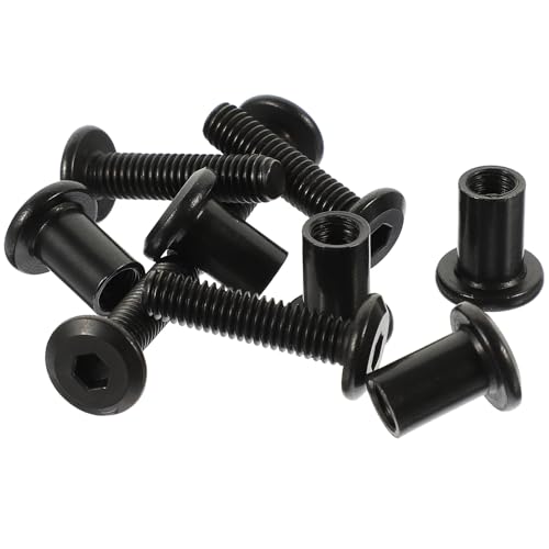Gadpiparty Tornillos de Encuadernación M6 X 25 MM Kit de Tuercas Avellanadas y Pernos de Conexión Acero Inoxidable 304 Negro, 5 Juegos para Reparación de Bolsos y Muebles de Madera, Uso
