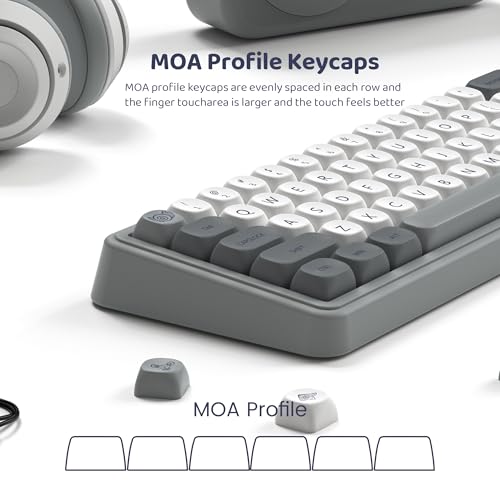 Image of dagaladoo PBT Keyboard keycaps,White /Grey moa keycaps