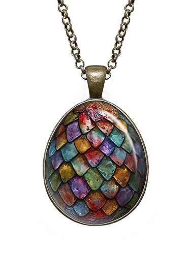 Wearable Treasures Rainbow Dragon Egg Necklace, Game of Thrones Pendant, Geek Jewelry, Girl Gift, Birthday Gifts, Khaleesi, Daenerys Targaryen