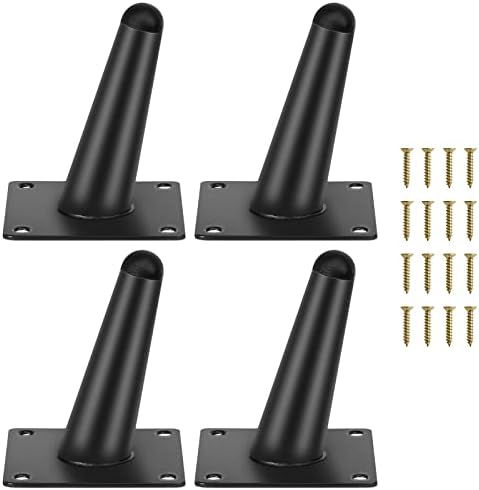 AKOLAFE Set Di 4 Piedini Per Mobili A V 25 Cm – Gambe In Metallo Nero Con Protezione In Gomma, Per Tavoli, Scrivanie E Progetti Fai-da-Te, Viti Incluse