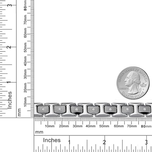 Gem Stone King Men’s 0.33 cttw Diamond Brush Finished Tungsten Link Bracelet with Shiny Polished Connector Links and 11 White Lab Grown Diamonds4