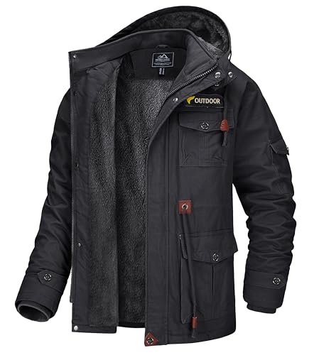 MAGCOMSEN Winter Coats for Mens Military Parka Jacket Fleece Lined Winter Cargo Jackets Grey XL