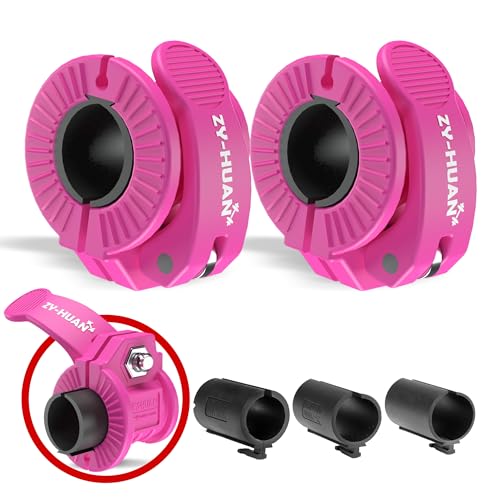 ZY-HUAN Pro Barbell Clips 1 inch Barbell Clamps 0.9-1.18inch Quick Release Weight Clips for Bars Multi-Size Adjustable Olympic Barbell Clamps (Rose)
