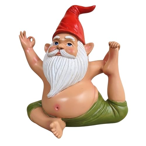 Vyxara Yoga Gnome Statue, Seated Twist Pose – 6.7'' Resin Zen Garden Decor, Handcrafted Meditating Gnome for Indoor/Outdoor, Home, Lawn, Porch, Yoga Room, Mindfulness Gift