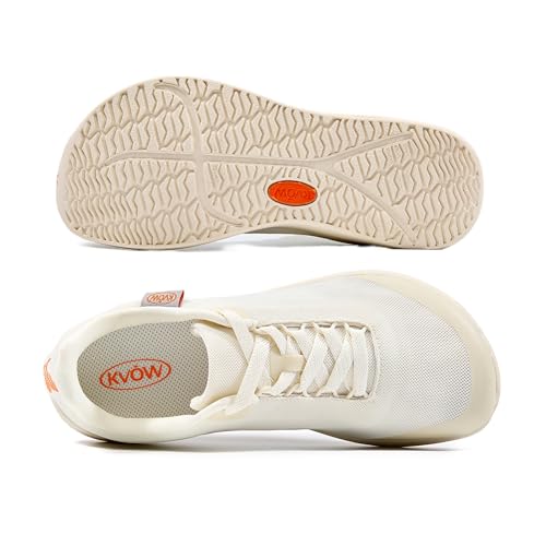 KVOW Womens Wide Toe Box Walking Shoes Non-Slip Womens Walking Shoes Wide Width Breathable Lightweight Casual Tennis Sneakers (Beige Adult Women 8.5 Numeric US Footwear Size System Wide)