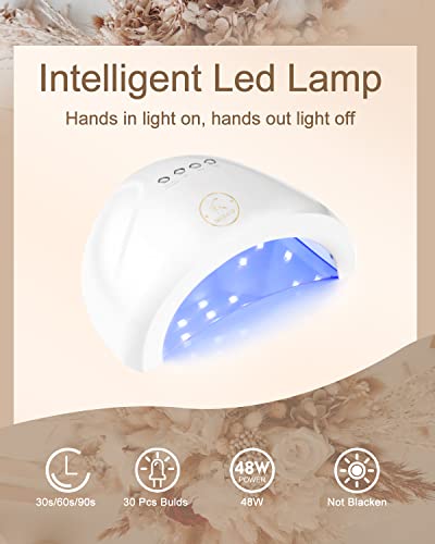 Neeko Starter Set mit Lampe 48W UV Lampe für Gelnägel Starterset, 6 Farben UV Gel Nagellack Set Pink Nude Gel Farben Für… – Bild 5