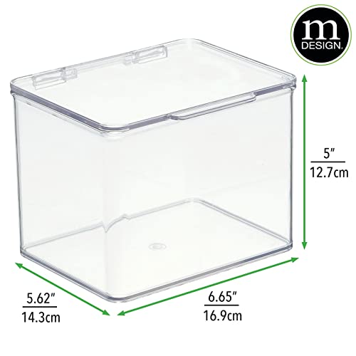 mDesign Plastic Kitchen Pantry and Fridge Storage Organizer Box Containers w/Hinged Lid for Shelves or Cabinets, Holds Food, Snacks, Seasoning, Condiments, Utensils, Lumiere Collection, Clear - Image 4