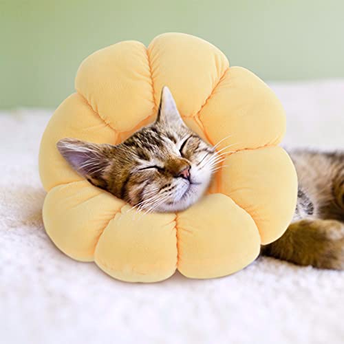 Image of NABO Pet Collar Cat Cone Adjustable Recovery Collar After Surgery Elizabeth Circle for Cats and Small Dogs, Sunflower Large Size