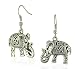 SUNSCSC Silver Cute Carve Elephant Ear Wire Hook Dangle Earrings
