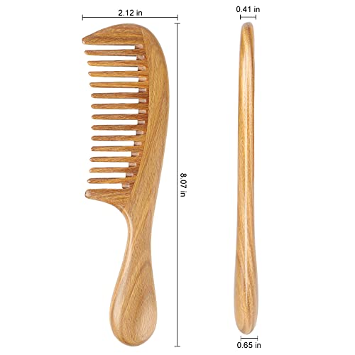 Onedor HA-539 Handmade 100% Natural Green Sandalwood Hair Combs thumb #2