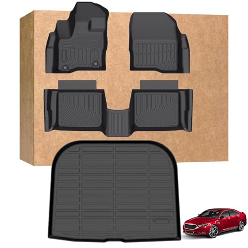 JAOGAUS Floor Mats for Ford Taurus 2010-2019, TPE All-Weather Liners, Black