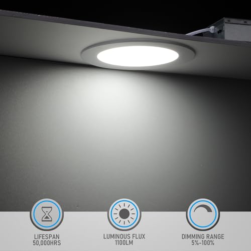 TORCHSTAR Basic Series 12-Pack 6 Inch Ultra-Thin LED Recessed Lighting with Junction Box, CRI90, Aluminum, 5000K Daylight, 5%-100% Dimmable Slim Recessed Downlight, 12W 1100LM, ETL and Energy Star by TORCHSTAR - Image 2