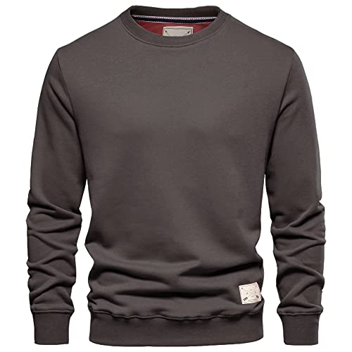 Mens Jumper Premium Branded Crew Neck Cotton Sweater Pullover Sweatshirt Jumpers for Men UK Black Navy Charcoal S M L XL 2XL (UK, Alpha, 3XL, Regular, Regular, Charcoal)