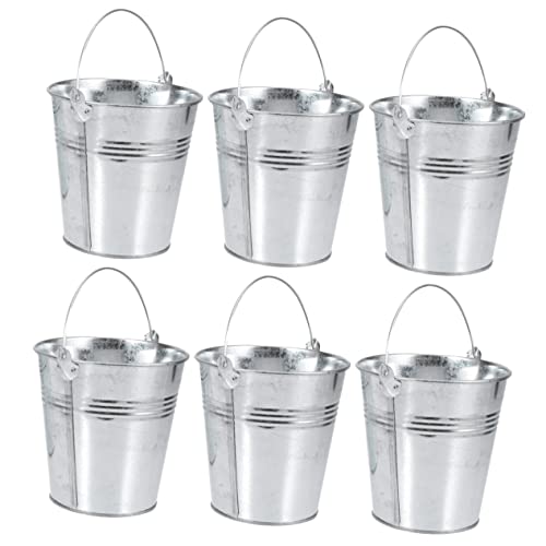 Kichouse 6Pcs Kickstand French Fries Holder Metal Buckets For Party Menorah Ornament Gifts Small Succulent Plants Tinplate Pails Tin Pail Tin Bucket Ice Bucket Cooler Keg #TOP7