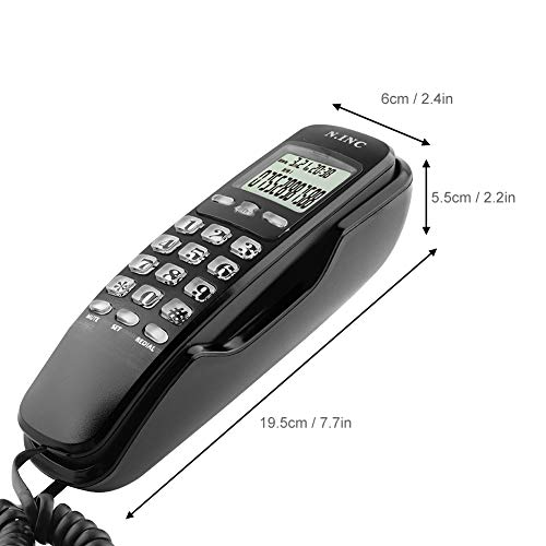 Teléfono fijo con cable para pared, con pantalla LCD negro miniatura 7