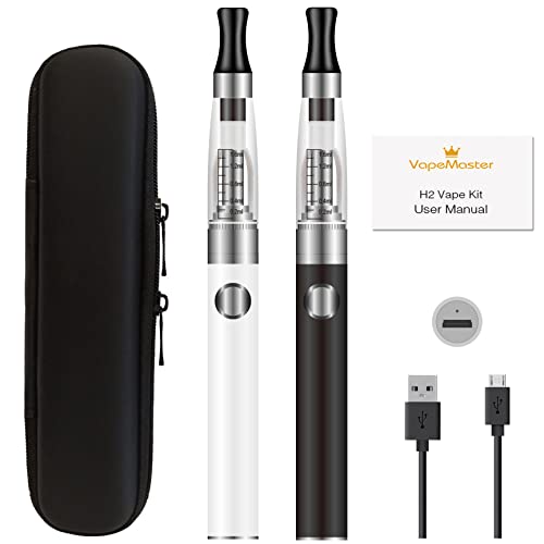 E Cigarettes Vape Pens Starter Kit VapeMaster H2 Dual Vape Pens Easy To Fill And Charge Long Lasting Battery Pure Taste - No E-liquid No Nicotine (Black White)