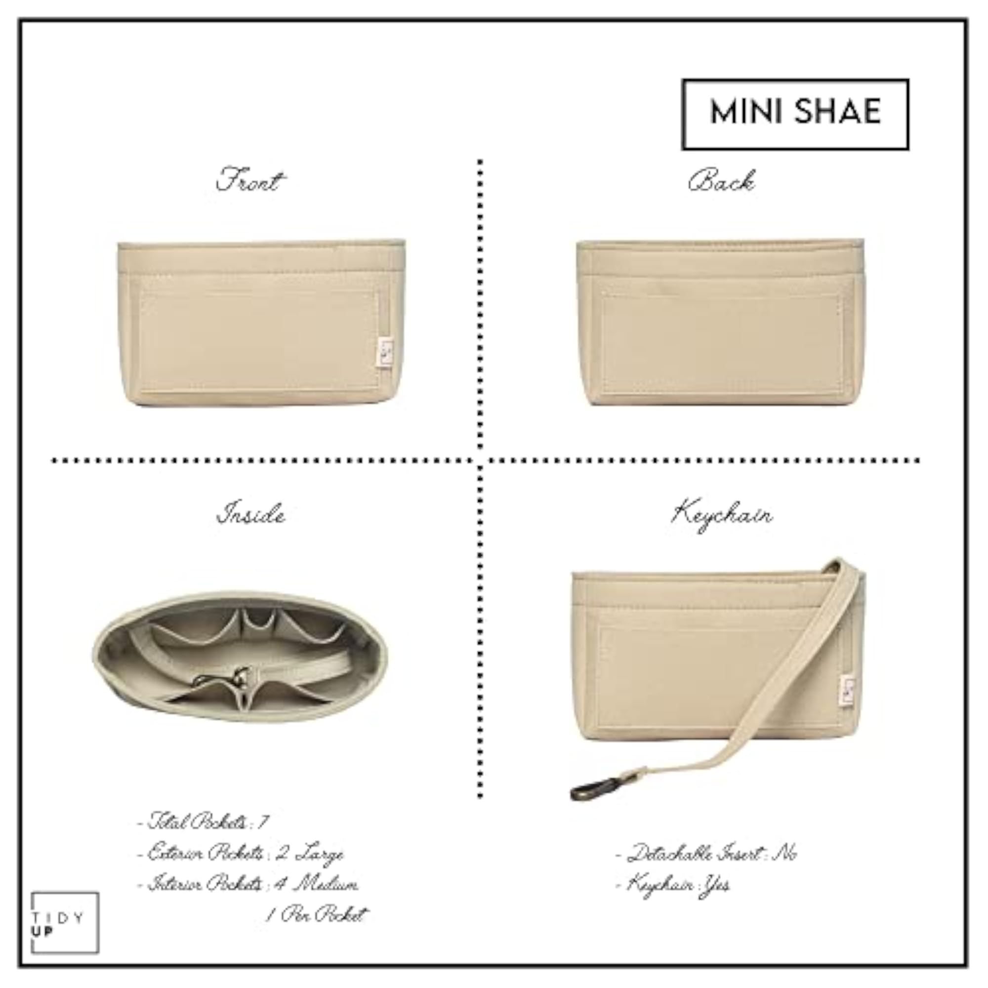 Mini Shae Felt Bag Organizer Insert for Handbag