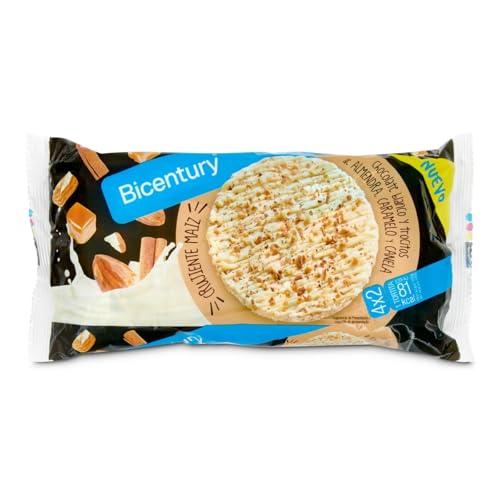 BICENTURY Tortitas De Arroz Con Chocolate Blanco, Almendra Y Caramelo, 140 g