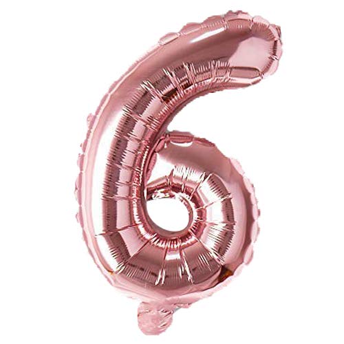 Image of Rozi Decoration Foil 16 Inch Rose Gold 6 Number Balloons Decoration Items Helium Supported For Happy 6Th Year Birthday Decoration | 6Th Anniversary Decoration Items, Pack Of 1